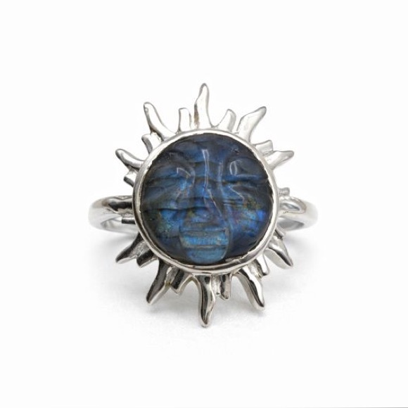 Labradorite Sun Face S925 Ring